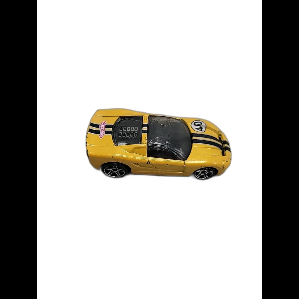 Hot Wheels 40 Somethin' Toy Car Diecast 2001 Yellow Black Stripes Tinted 1:64